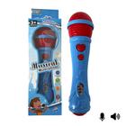 Microfone Infantil Azul Sai Voz Toca Musica Brinquedo