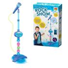Microfone Infantil Com Pedestal Brinquedo Para Menino Azul
