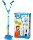 Microfone Infantil Duplo Rock Azul C/ Som Música Conecta Mp3