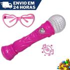 Microfone Infantil Pop Star Com Som Luz e 1 Óculos Brinquedo
