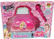 Microfone Infantil Portatil Bolsa Com Som E Luz Rosa Belinda DMT5899 - Dm Toys