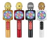 Microfone Karaoke Led Bluetooth Caixa De Som Grava Muda Voz