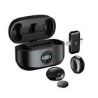 Microfone Lapela Duplo Sem Fio para iPhone e Android M2 Profissional Preto