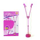 Microfone Mega Star Infantil Rosa Com Ajuste Que emite Luz