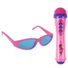 Microfone + Óculos Infantil Com Luz E Som Menina Pop Star