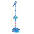 Microfone Pedestal Infantil Rock Show Luz e Som Azul DM Toys