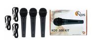 Microfone Profissional Kadosh Kds 300 Kit Com 3 + Cabos Nfe