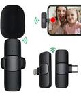 Microfone Sem Fio Lapela 2 Duplo Para iPhone iPad Lightning