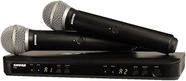 Microfone Shure Blx288Br Pg58-J10 S/ Fio Duplo Com Dois Bastoes