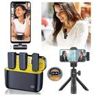 Microfone Wireless 2.4 Ghz Bluetooth Lapela Duplo Para Tipo-C 15,16 e Androide