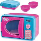Microondas Brinquedo Com Luz Som Azul Rosa Infantil Mini Cozinha Forno Para Criança Faz De Conta Com Botão Passatempo