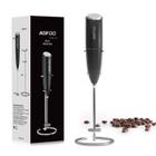 Milk Frother portátil AGFOO para café com suporte prateado/preto