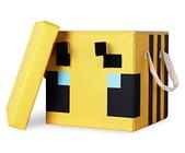 Minecraft Bee 15 polegadas caixa de armazenamento com tampa Recipiente dobrável da cesta de tecido, organizador do cubo com alças, organizador do armário do cubo Presentes e Colecionáveis de Videojogos