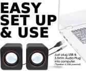 Mini Alto-Falante Estéreo USB com Controle de Volume - para Laptop, Notebook e PC