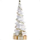 Mini Arvore Natal Branca Dourada Resina Decoração Luxo 49cm