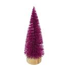 Mini Árvore Natal Enfeite de Mesa Violeta Base Tronco Madeira 16cm - Art Christmas