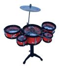 Mini Bateria Musical Infantil 5 Tambores e Baquetas Music Jazz Drum Com (Banquinho)