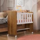 Mini Berço 100% MDF com Rodízios Branco/Ypê - Tigus Baby