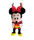 Mini Bolsa Pelúcia Minnie Coração Arco-Íris 20cm Disney