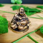 Mini buda da fortuna sentado dourado em resina 4cm