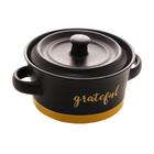 Mini Caçarola Cerâmica C/Tampa Grateful Preto Matt/Amarelo 12,5cm Bon Gourmet