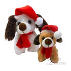 Mini Cachorrinho de Pelúcia Com Gorro de Natal