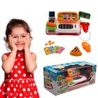 Mini Caixa Registradora Infantil Com Luz E Som Mercado Menina Máquina Criança Supermercado Completa Educativo Cartão