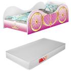 Mini Cama Carro Infantil Para Meninas Carruagem Mdf Rosa