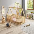 Mini Cama Montessoriana Giulia Madeira Grade/Telhado Natural - Casatema