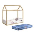 Mini Cama Montessoriana Zoe Branco/Natural com Colchão D20 - Reller Móveis