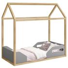 Mini Cama Montessoriana Zoe Cinza Acetinado Pinus Natural Reller