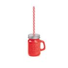 Mini Caneca Vermelho 120ml com Tampa e Canudo Para Refrigerantes Sucos e Bebidas Quentes