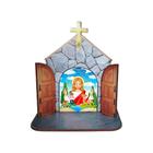 Mini Capela Oratório Display Enfeite de Mesa 12cm Jesus Cristo Mod2 Mdf Madeira