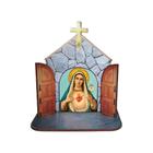 Mini Capela Oratório Display Enfeite de Mesa Maria Santíssima 12cm Mdf Madeira