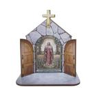 Mini Capela Oratório Display Enfeite de Mesa Nossa Senhora das Lagrimas 12cm Mdf Madeira