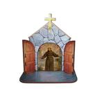 Mini Capela Oratório Display Enfeite de Mesa São Francisco de Assis 12cm Mdf Madeira
