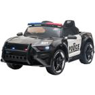 Mini Carro Elétrico Infantil 12V Policia Luz Som Bateria Controle Remoto Preto Brinqway Bw237pt