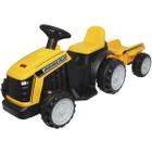 Mini Carro Trator com Reboque Caçamba Elétrico 6V Infantil Criança Bateria Amarelo Brinqway BW-079AM