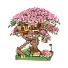 Mini Casa de Boneca Sakura Romântica - Blocos de Construção com Luzes LED - Presente