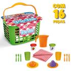 Mini Cesta Piquenique Brinquedo Infantil Copos Talheres Doce