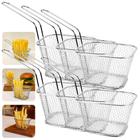 Mini Cestinha Servir Porções Gourmet Individual 100g 150g Aço Inox Retangular Cabo Longo