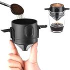 Mini Coador de Café Aço Inox Portátil e Reutilizável Suporte Prático Dispensa Filtro de Papel