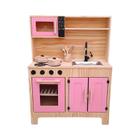 Mini Cozinha Infantil Brinquedo Em Madeira Pinus Com Portas Rosa