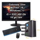 Mini Cpu Pc Desktop com Monitor 19 polegadas Intel Core I5 3ª 16gb 480gb Win11 Pacote office