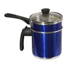 Mini Cuscuzeira Caneco Fervedor Aluminio Tampa Vidro N1 Azul