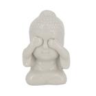 Mini Estátua Bibelô Buda - (Cego) - Branco - 09cm