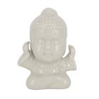 Mini Estátua Bibelô Buda - (Surdo) - Branco - 09cm