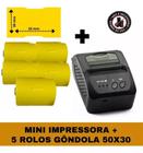 Mini Impressora Bluetooth + 5 Rolos Etiquetas Gôndolas 50x30