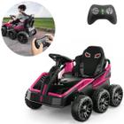 Mini Kart Elétrico Infantil 24V 4 Motores até 50Kg Bateria Recarregável Controle Remoto Luz e Som Suporte MP3 Estrutura Segura e Divertida