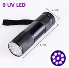 Mini Lanterna Luz Negra Ultravioleta UV c/ 9 leds